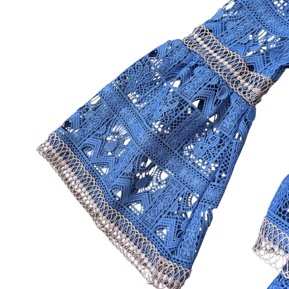 NEW Alexis Gem Tiered Mini Dress Periwinkle Blue Lace - Picture 6 of 10